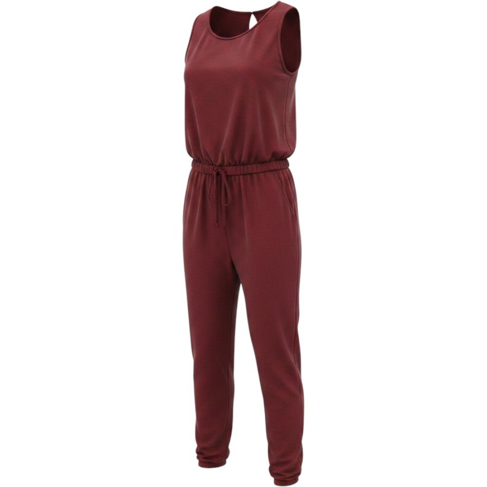 Unbranded Jumpsuit Women M Red Sleeveless Drawstring Casual Summer Loungewear